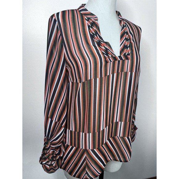 CAbi Ultimate Striped Top 5519 Sheer Balloon Sleeve Blouse 5519 - Picture 9 of 12